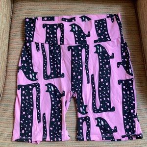 Pink & Black Cat Print Nooworks Bike Shorts